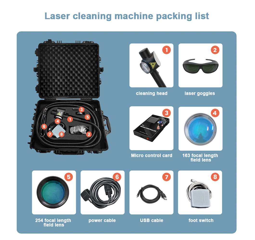 Laser Rust Removal Cleaning Machine Portable Pulsed Laser Cleaning Jpt Mopa Fiber Laser Cleaning Machine 100W