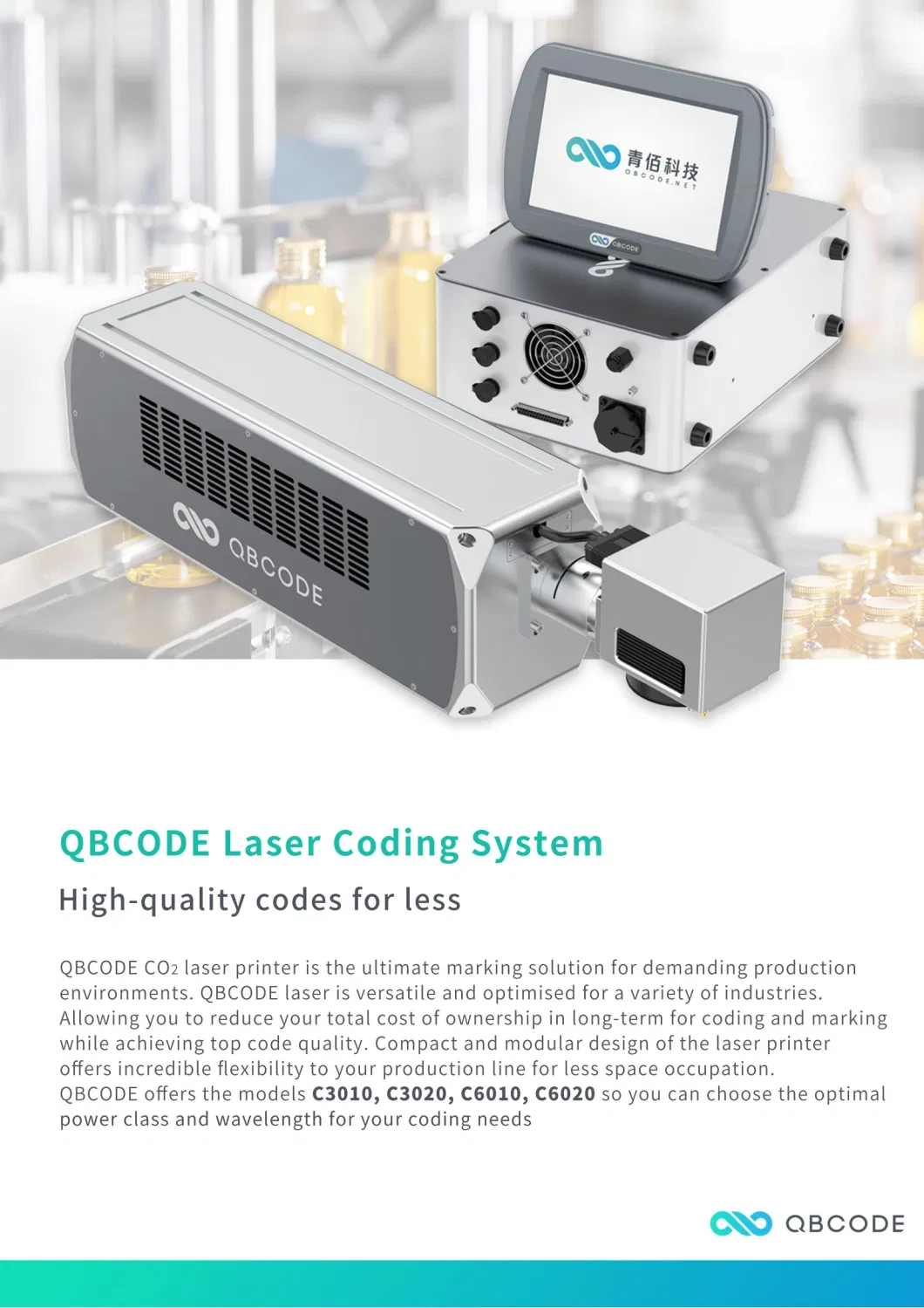 Qbcode C-Series CO2 Laser Engraving Marking Machine for Paper Leather Plastic Wood Bamboo with CE